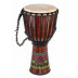 Malované djembe, mahagon, výška 60 cm, šířka 28 cm.