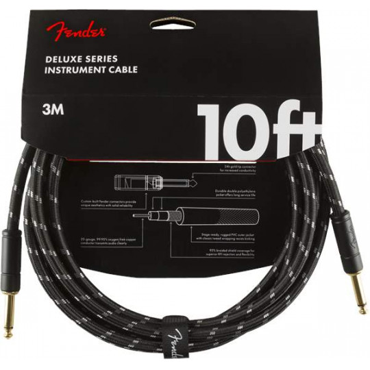 Fender  Deluxe Series 10' Instrument Cable Black Tweed