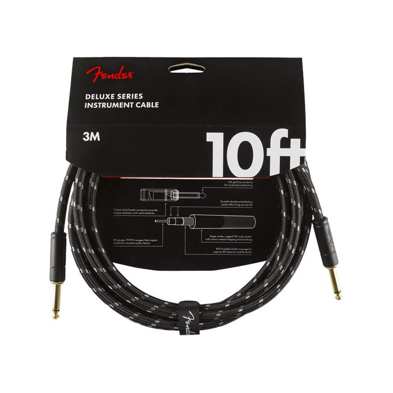 ender  Deluxe Series 10' Instrument Cable Black Tweed