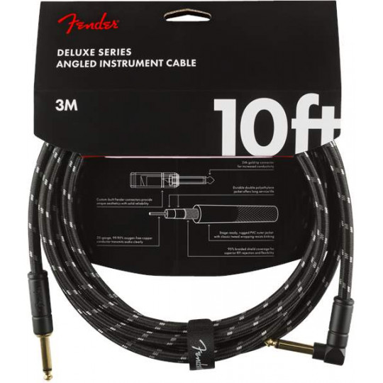 Fender  Deluxe Series 10' Instrument Cable Black Tweed lomený