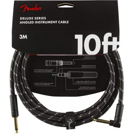 Fender  Deluxe Series 10&#039; Instrument Cable Black Tweed lomený