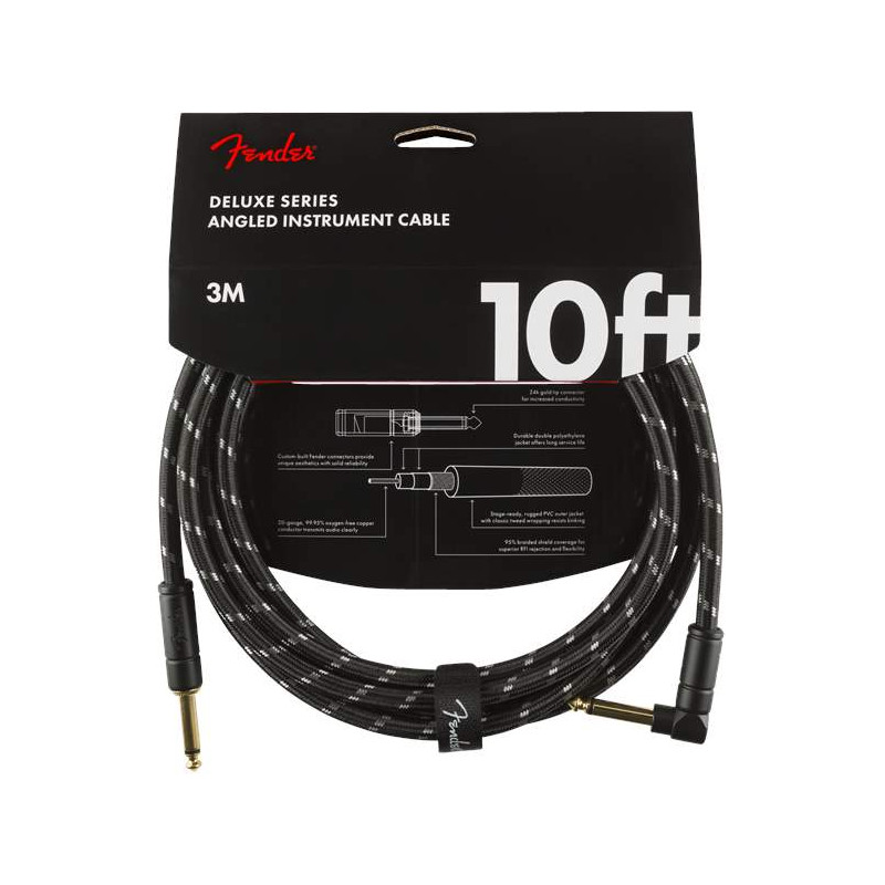 Fender  Deluxe Series 10' Instrument Cable Black Tweed lomený