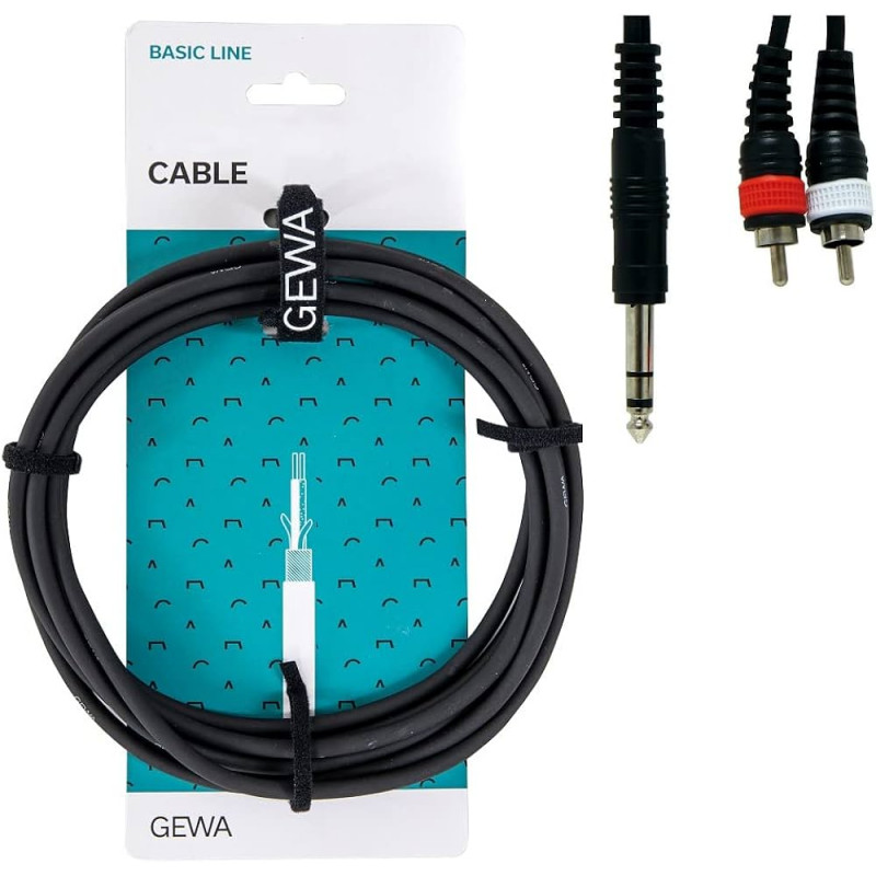 Alpha Audio Basic Y-Cable 1x 6,3 mm Stereo Jack - 2x Cinch 1,5m Alpha Audio Basic Y-Cable 1x 6,3 mm Stereo Jack - 2x Cinch 1,5m