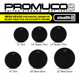 Promuco Stealth Drumhead Black Mesh 14"