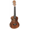 Koncertní ukulele ve stylu Ovation s originálním vzhledem, olejovými mechanikami a strunami Savarez vyrobené z koa, s krkem z okoumé, a palisandrovým hmatníkem i kobylkou.