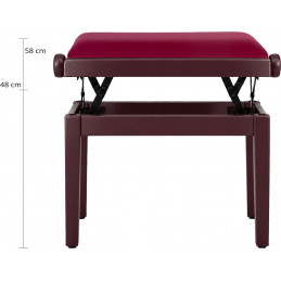 Proline klavírní stolička Premium Palisandr/Červená Mat