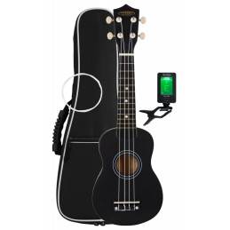 Classic Cantabile US-50 Soprano Ukulele Set Black
