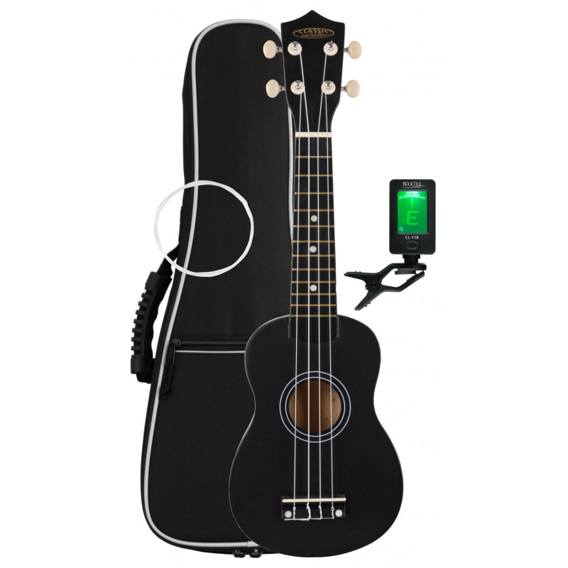 Classic Cantabile US-50 Soprano Ukulele Set Black