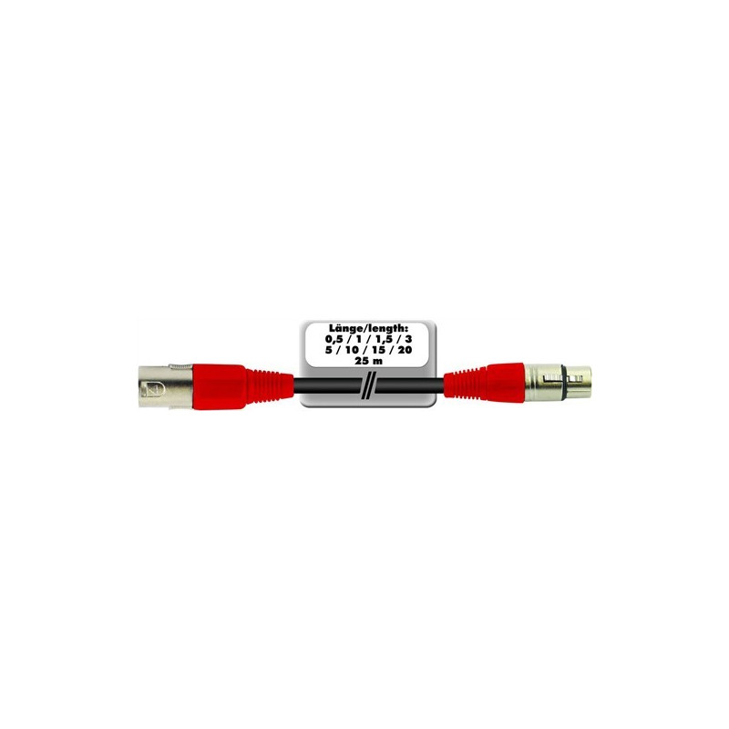 Kabel MC-05 XLR samec - XLR samice, 0.5m, červený