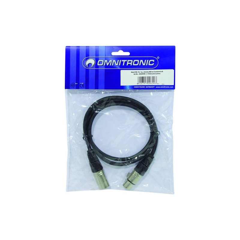 Kabel MC-10 XLR samec - XLR samice, 1m, černý