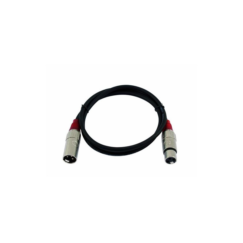 Kabel MC-10R, zástrčka - zásuvka, XLR, symetrický, červený, 1m
