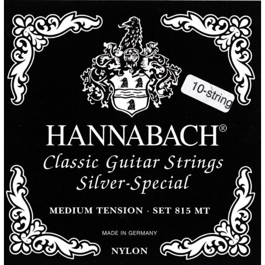 Hannabach Struny pro klasickou kytaru série 815 Pro 8/10 strunou kytaru/Medium Tension Silver special Sada 10-strun