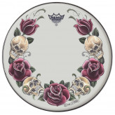 Remo Tattoo Skyn Powerstroke 3 Bass drum 22" Tattoo Rock and Roses/white Pa-1322-TT-T05