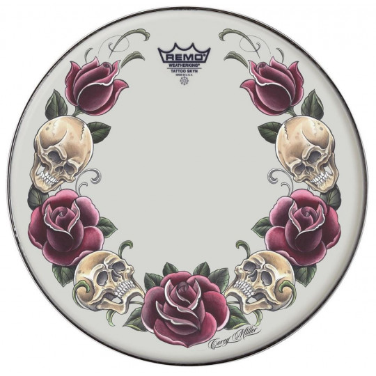 Remo Tattoo Skyn Powerstroke 3 Bass drum 22" Tattoo Rock and Roses/black PA-1322-TT-T07