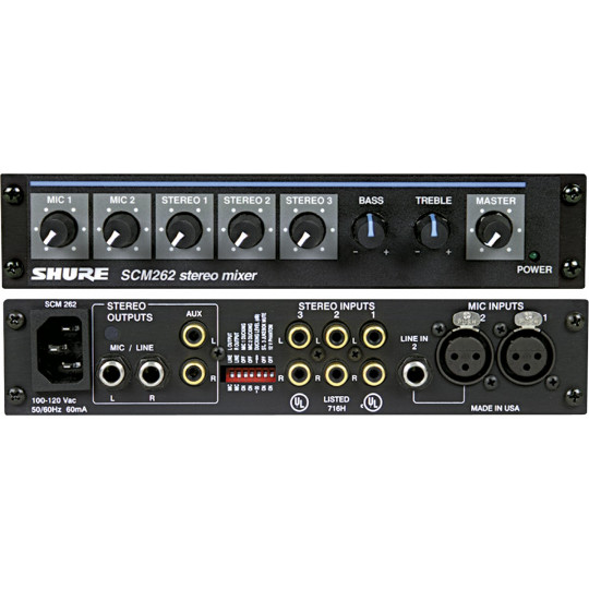 SHURE SCM262E - stereo mix 2mic, 3xstereo line,ducking