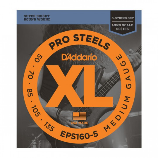 D'Addario EPS160-5 - struny pro baskytaru - dlouhá menzura (34palců)