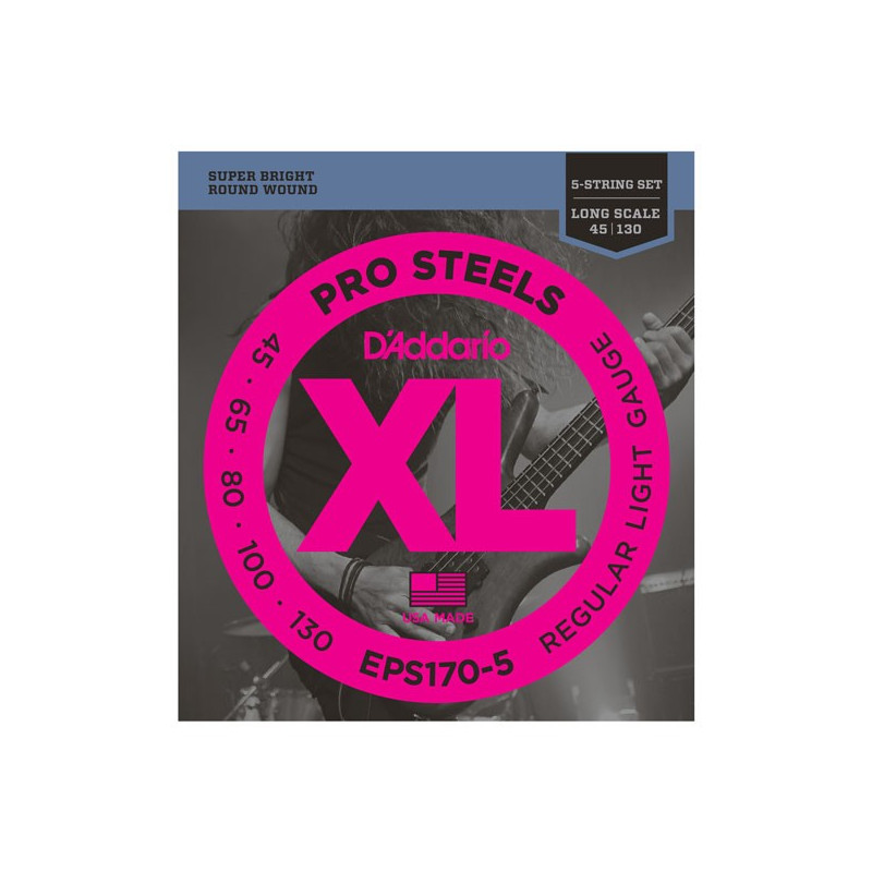 D'Addario EPS170-5 - struny pro baskytaru - dlouhá menzura (34palců)