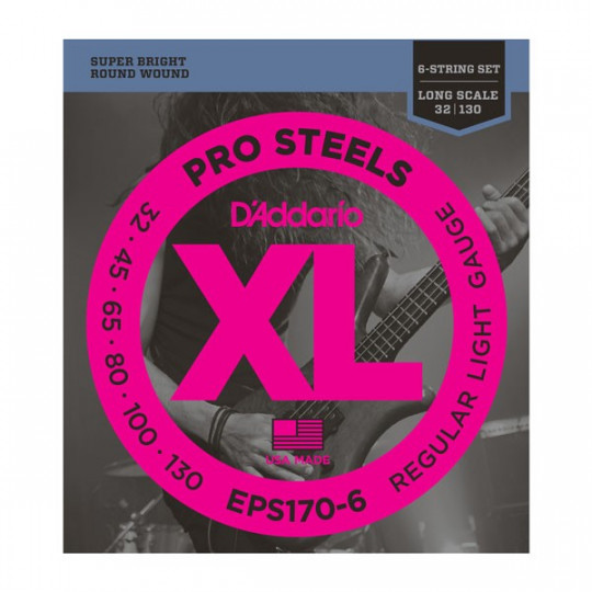 D'Addario EPS170-6 - struny pro baskytaru - dlouhá menzura (34palců)