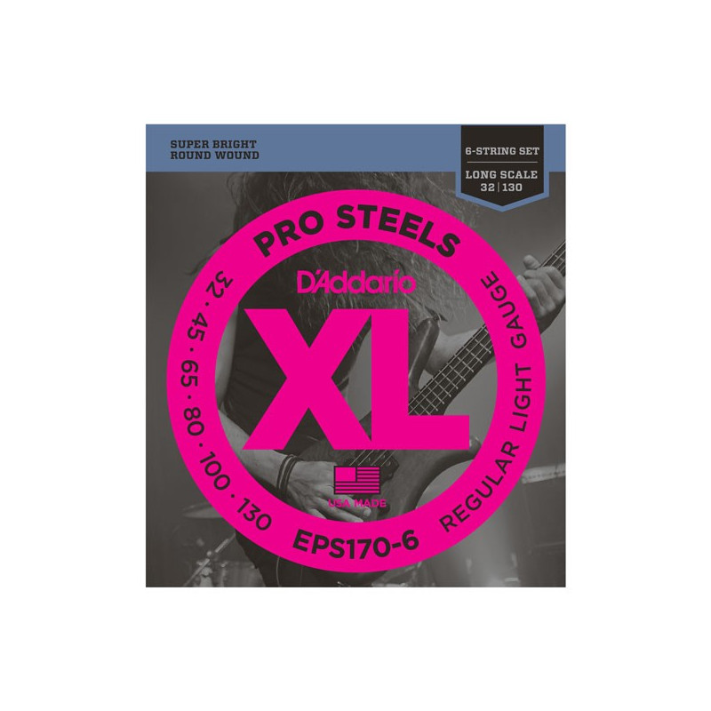 D'Addario EPS170-6 - struny pro baskytaru - dlouhá menzura (34palců)