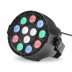 Smart Party Spot ; 12 LED s výkonem 1 W každý ; 3 červené, 3 zelené, 3 modré a 3 bílé LED ; Úhel paprsku 25 ° ; DMX ; Malé, kompaktní a výkonné