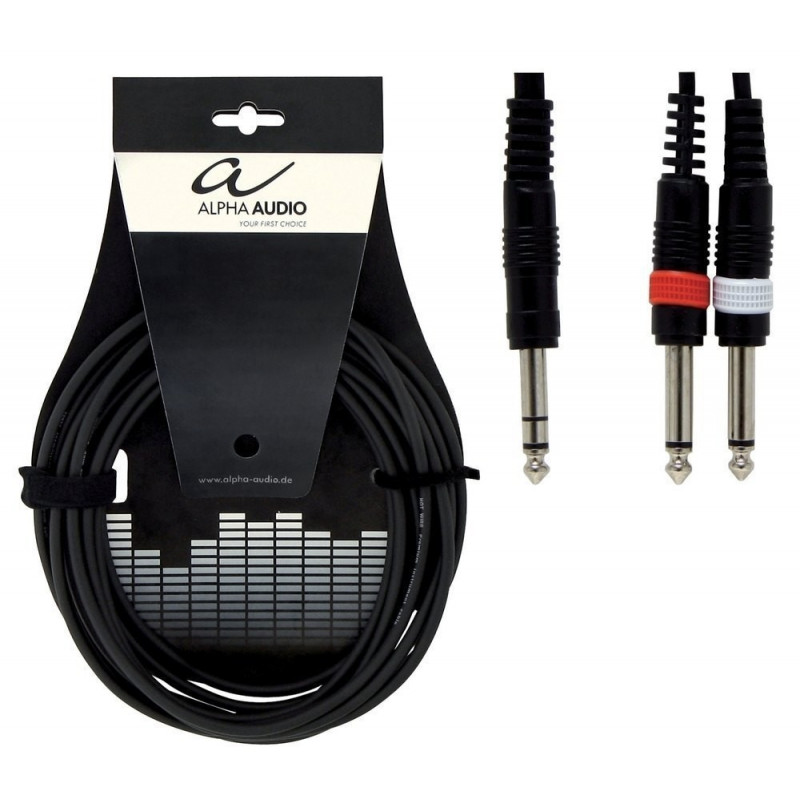 Alpha Audio Basic Y-Cable 1x 6,3 mm Stereo Jack - 2x 6,3 mm Mono Jack 6m Alpha Audio Basic Y-Cable 1x 6,3 mm Stereo Jack - 2x 6,3 mm Mono Jack 6m