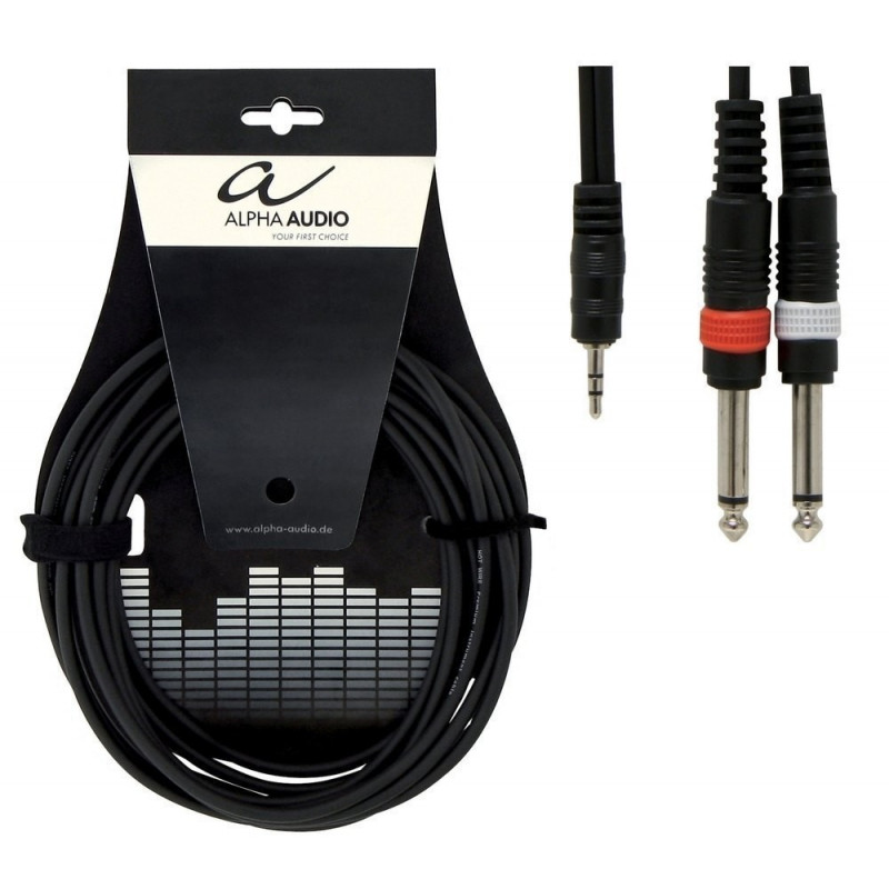 Alpha Audio Basic Y-Cable 1x 3,5 mm Stereo Jack - 2x 6,3 mm Mono Jack 6m