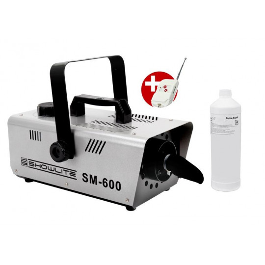 Showlite SM-600 sněhový stroj 600 W včetně dálkového ovládání + 1 litr sněhové kapaliny