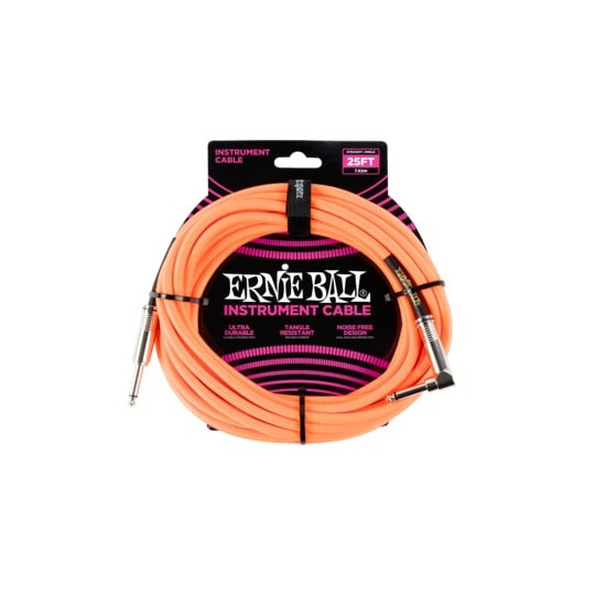 Ernie Ball 25FT STRIGHT/ANGLE BRAIDED NEON ORANGE C