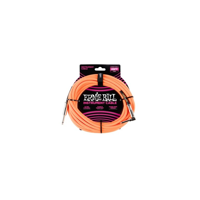 Ernie Ball 25FT STRIGHT/ANGLE BRAIDED NEON ORANGE C