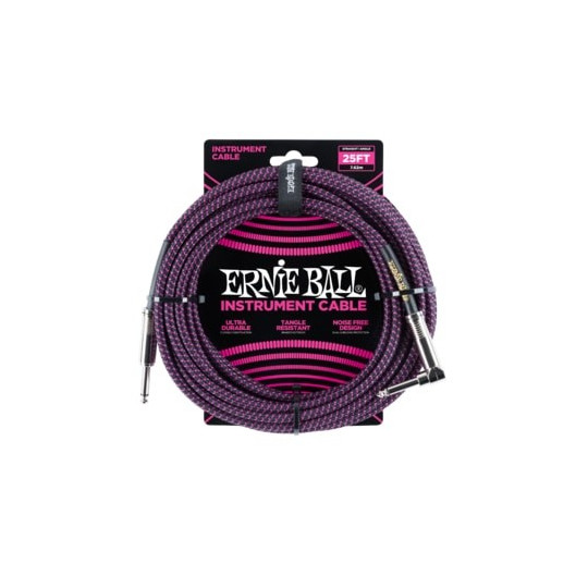 Ernie Ball 25FT STRGHT/ANGLE BRAIDED BLK/PURPLE CAB