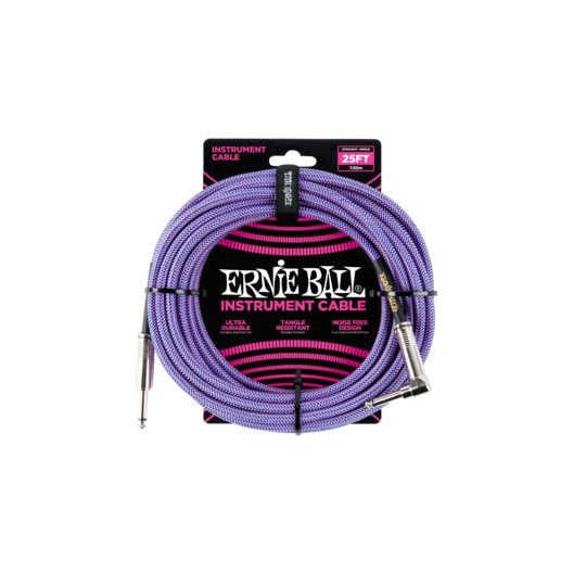 Ernie Ball 25FT STRGHT/ANGLE BRAIDED PURPLE/BLUE CA