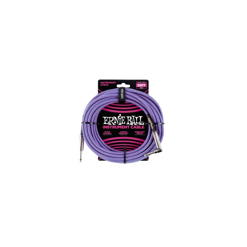 Ernie Ball 25FT STRGHT/ANGLE BRAIDED PURPLE/BLUE CA