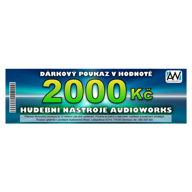 Dárkový poukaz Audioworks v hodnotě 2000 Kč