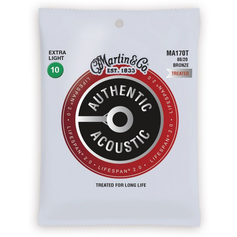 MARTIN Authentic Lifespan 2.0 80/20 Bronze Extra Light MARTIN Authentic Lifespan 2.0 80/20 Bronze Extra Light