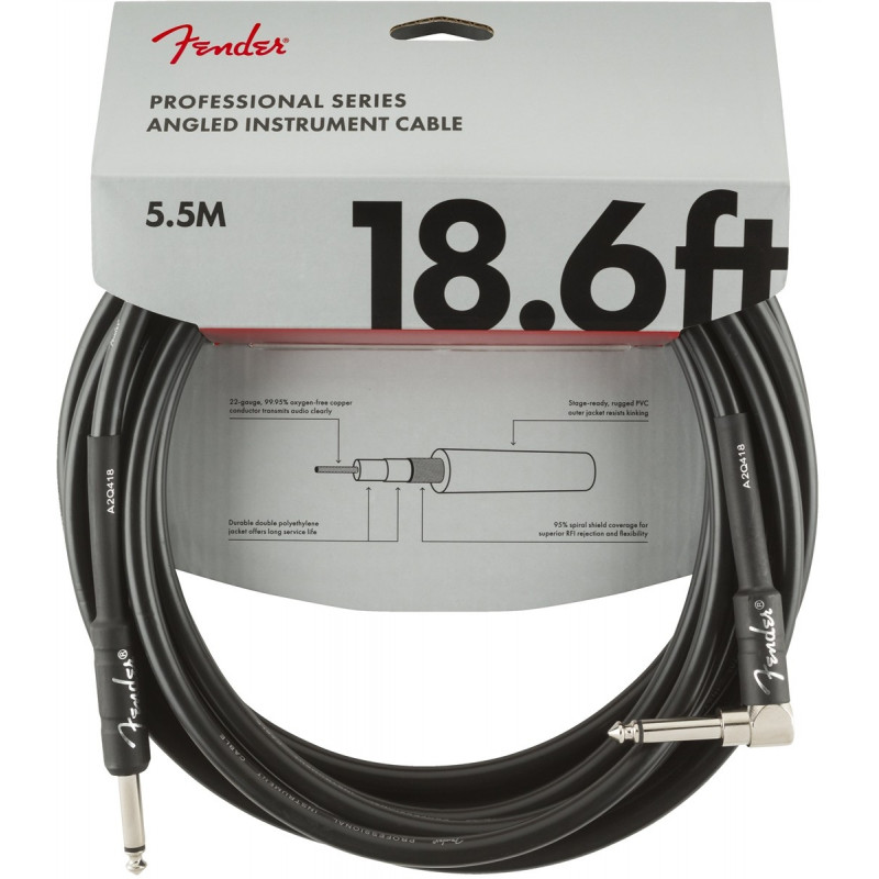 Fender Professional series instrument cable angled 18,6ft Fender Professional series instrument cable angled 18,6ft