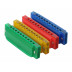 Dětská harmonika v klíči C, BluesHarp, plastové tělo v zelené, žluté, červené nebo modré barvě (netříděno). 