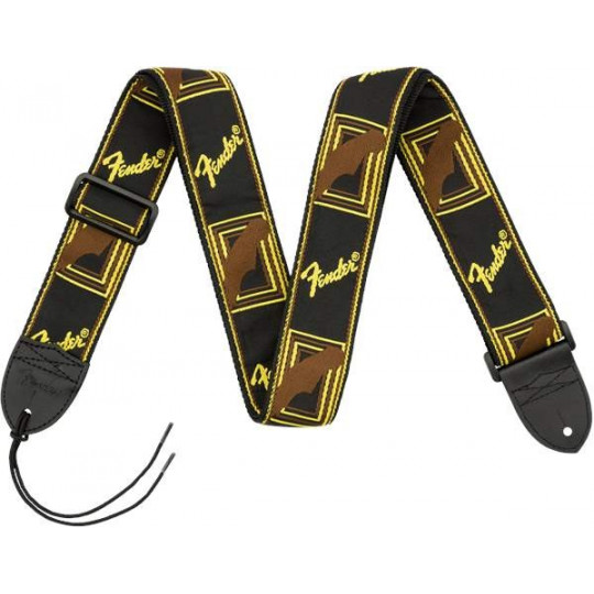 FENDER Monogramm Strap - Black, Yellow, and Brown