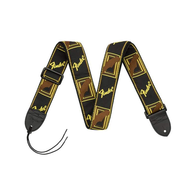 FENDER Monogramm Strap - Black, Yellow, and Brown