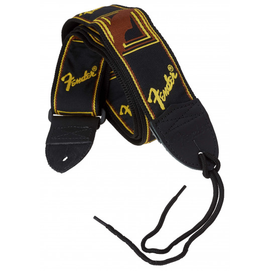 FENDER Monogramm Strap - Black, Yellow, and Brown