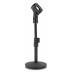 Velmi stabilní stolní, výškově nastavitelný a složitelný mikrofonní s těžkou litou základnou v černé barvě.