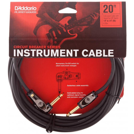 PLANET WAVES PW-AGRA-20  kabel úhlový jack/jack s vypínačem