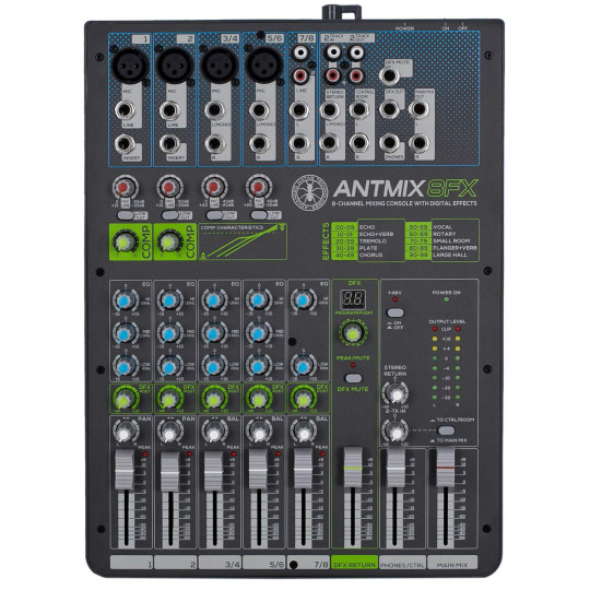 ANT ANTMIX 8FX - analogový mixpult, 8 kanálů + FX