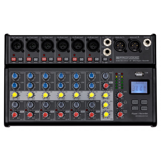 Pronomic B-803 mini mixpult s Bluetooth s USB rekordérem