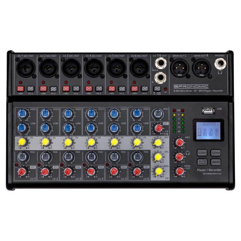 Pronomic B-803 Mini mixpult s Bluetooth s USB rekordérem